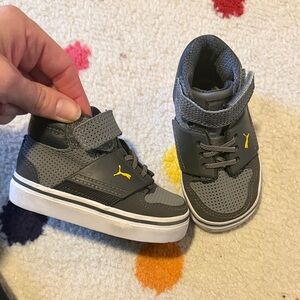 Puma Kids Gray and Yellow Sneakers